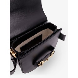 Leather shoulder bag with iconic metal horsebit