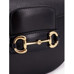 Leather shoulder bag with iconic metal horsebit