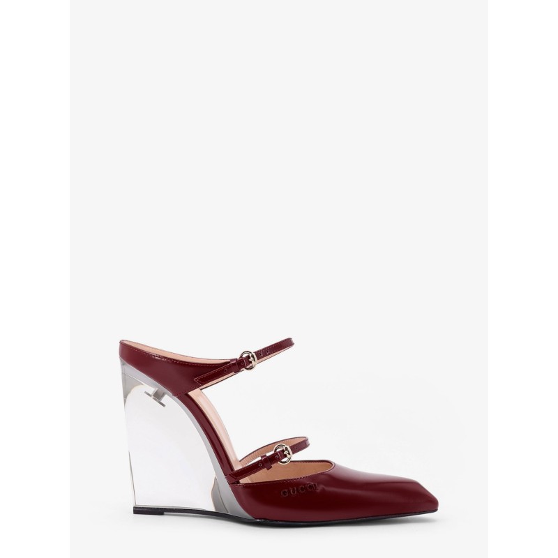 Wedge leather mule