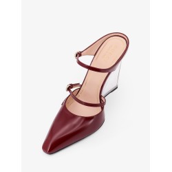 Wedge leather mule