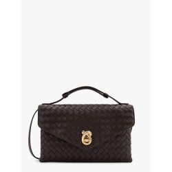 Knot lock leather shoulder bag with intrecciato motif