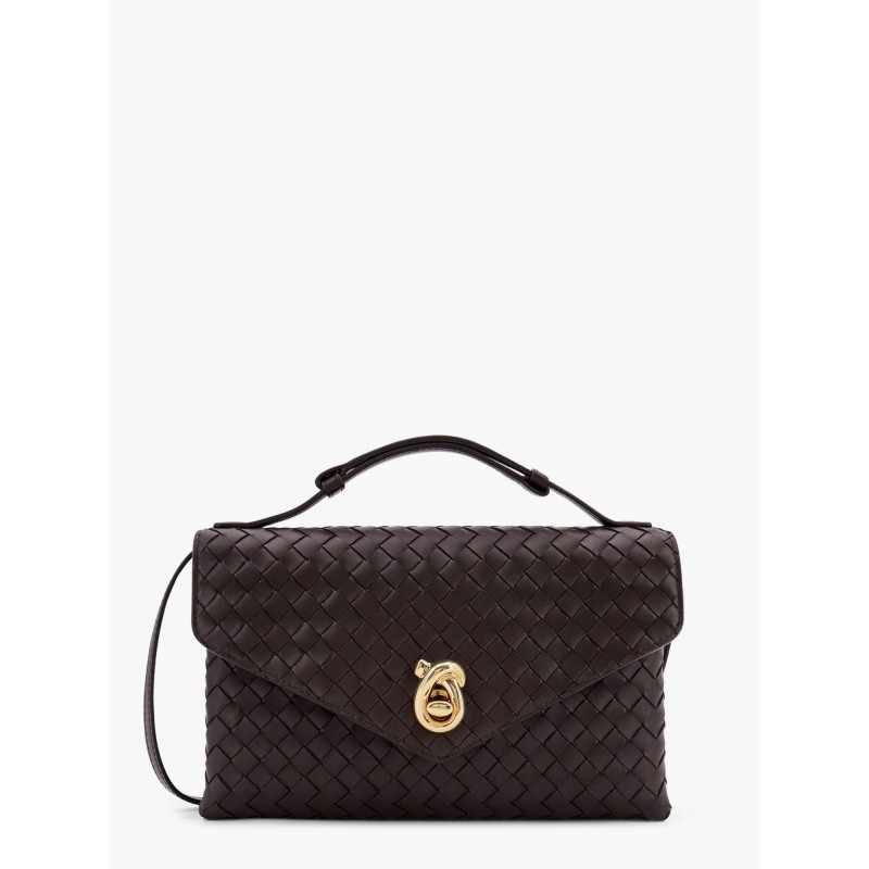 Knot lock leather shoulder bag with intrecciato motif