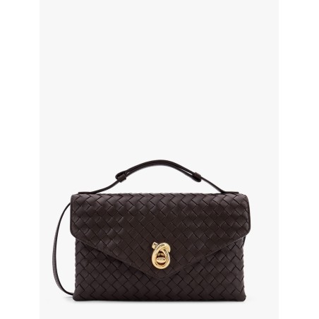 Knot lock leather shoulder bag with intrecciato motif