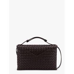 Knot lock leather shoulder bag with intrecciato motif