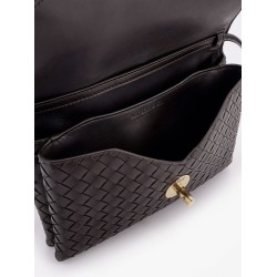 Knot lock leather shoulder bag with intrecciato motif