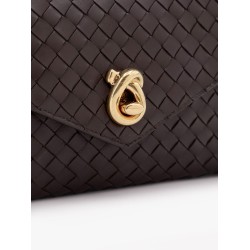Knot lock leather shoulder bag with intrecciato motif