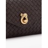 Knot lock leather shoulder bag with intrecciato motif