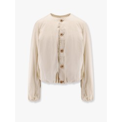 Wadded blouson padded cotton satin jacket