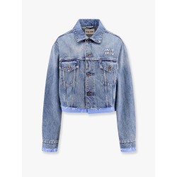 Denim jacket with frontal logo
