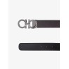 Leather belt with gancini buckle
