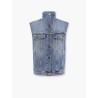 Stone washed denim sleeveless jacket