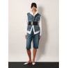 Stone washed denim sleeveless jacket