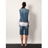 Stone washed denim sleeveless jacket