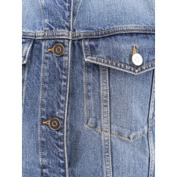 Stone washed denim sleeveless jacket