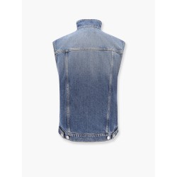 Stone washed denim sleeveless jacket