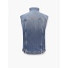 Stone washed denim sleeveless jacket