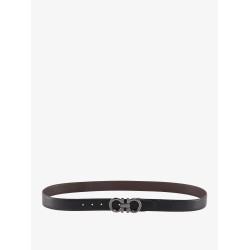 Textured leather belt with iconic gancini buckle