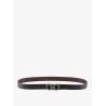 Textured leather belt with iconic gancini buckle