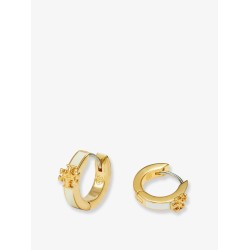 Kira Huggie brass earrings