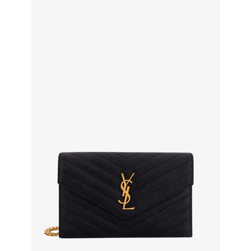 Envelope grain de poudre leather pochette with iconic chevron stitching