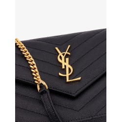 Envelope grain de poudre leather pochette with iconic chevron stitching