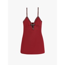 Satin mini dress with jewel details