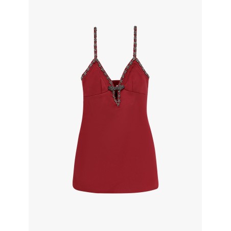 Satin mini dress with jewel details