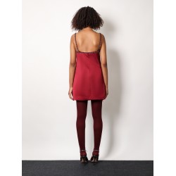 Satin mini dress with jewel details