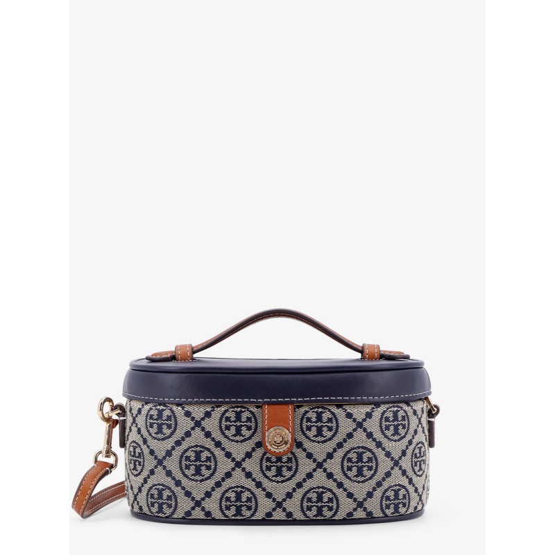 Leather and T monogram fabric beauty case