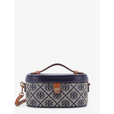 Leather and T monogram fabric beauty case