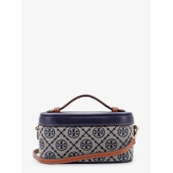 Leather and T monogram fabric beauty case
