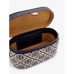 Leather and T monogram fabric beauty case