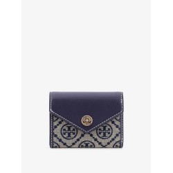 Leather and T monogram fabric wallet
