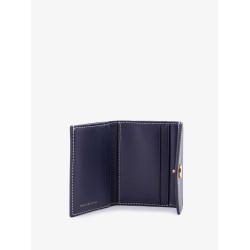 Leather and T monogram fabric wallet