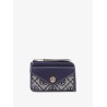 Leather and T monogram fabric wallet
