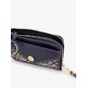 Leather and T monogram fabric wallet