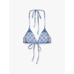 Leah nylon bikini top with radical patch print