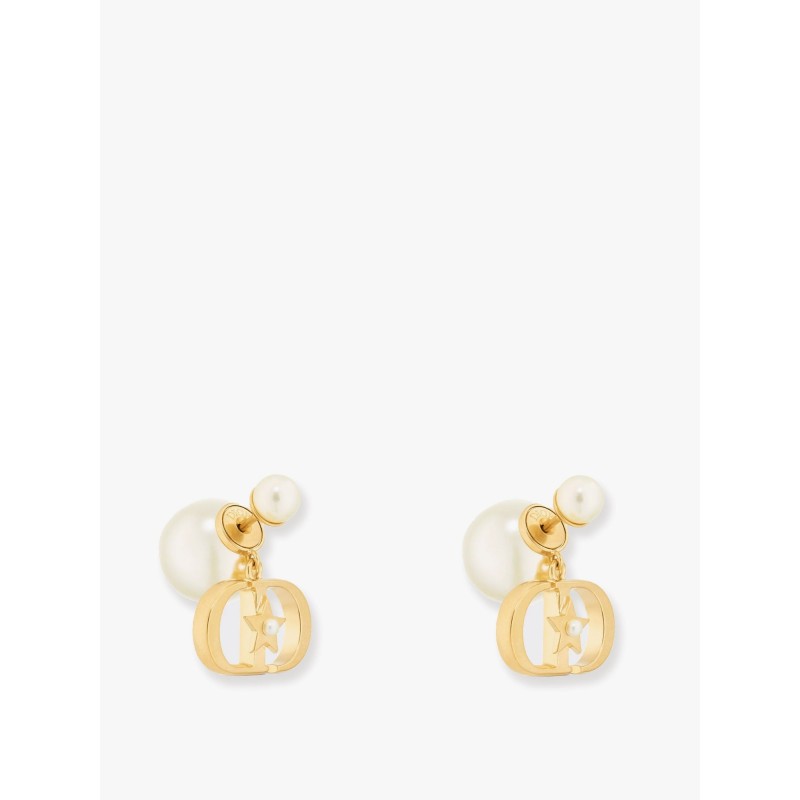 Dior tribales meatl earrings with resin pearl