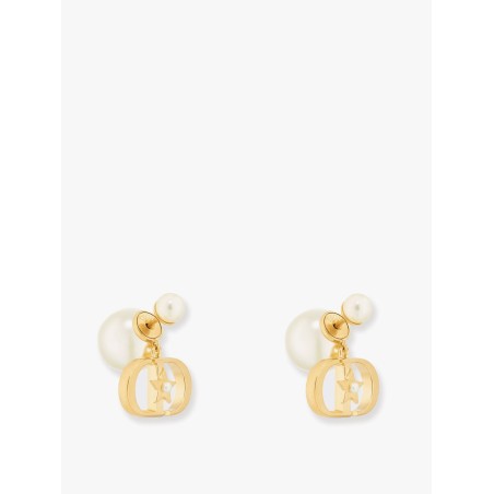 Dior tribales meatl earrings with resin pearl