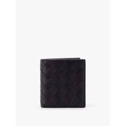 Leather wallet with intrecciato motif