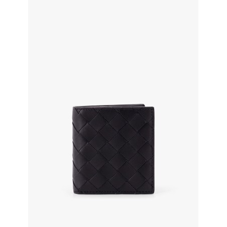 Leather wallet with intrecciato motif