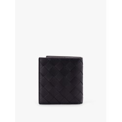 Leather wallet with intrecciato motif