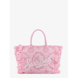 Vanity embroidered cotton handbag with volant