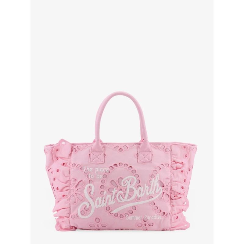 Vanity embroidered cotton handbag with volant