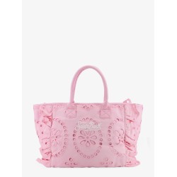 Vanity embroidered cotton handbag with volant