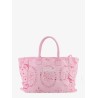 Vanity embroidered cotton handbag with volant