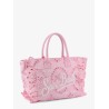 Vanity embroidered cotton handbag with volant