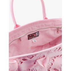 Vanity embroidered cotton handbag with volant