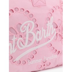 Vanity embroidered cotton handbag with volant