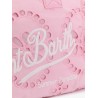 Vanity embroidered cotton handbag with volant